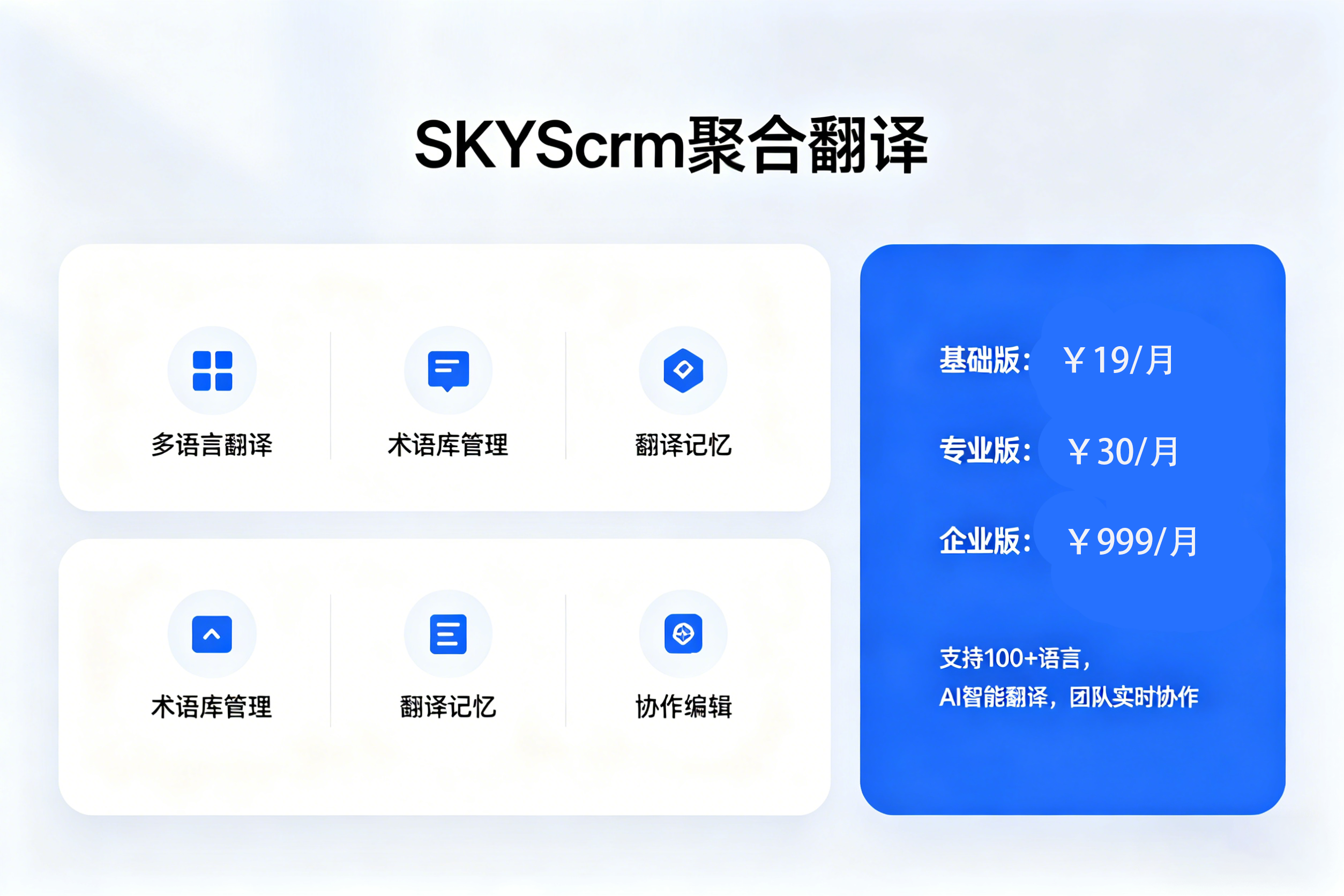 SKYScrm 聚合翻译｜多档定价适配全场景，一站式翻译功能拉满
